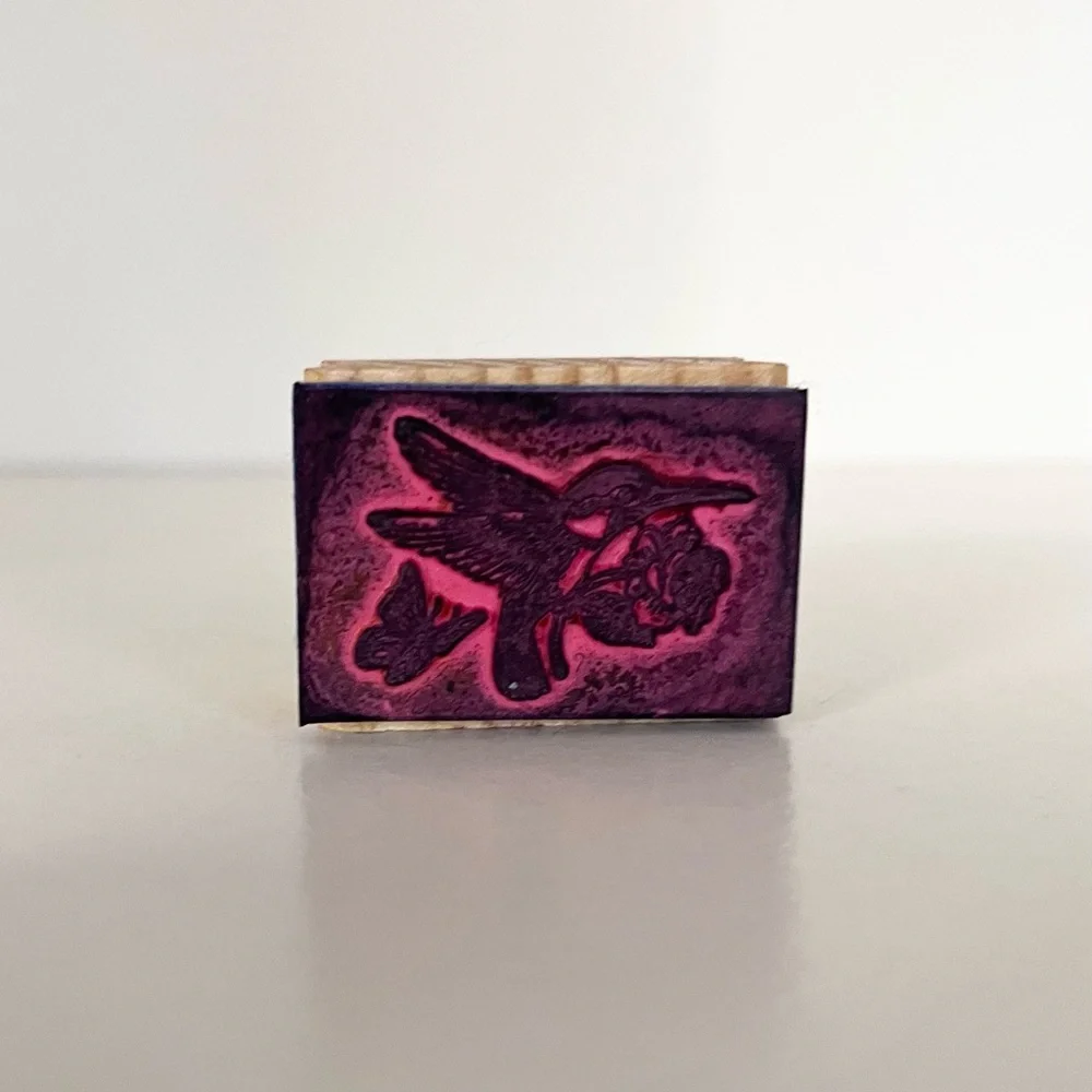 Vintage Lisa Frank hummingbird stamp
